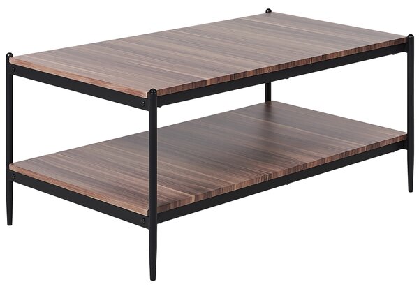 Konferenčný stolík tmavé drevo a čierna MDF kovový rám 100 x 52 x 45 cm moderný dizajn s policou industriálny štýl