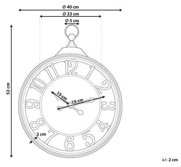 Nástenné hodiny hnedé syntetický materiál ø 52 cm bytové doplnky klasické arabské číslice