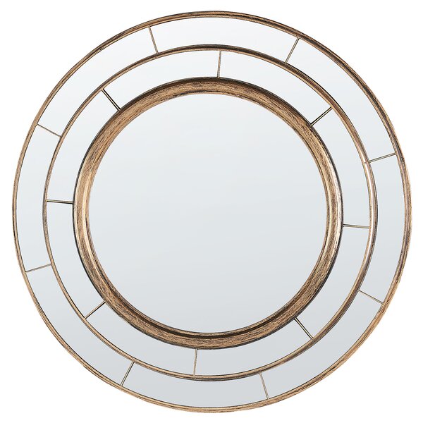 Nástenné zrkadlo zlaté okrúhly rám syntetický materiál ø 40 cm moderný dizajn doplnky do obývacej izby