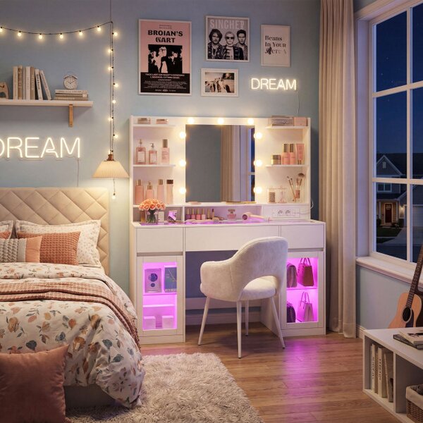 Toaletný stolík so zrkadlom a RGB LED osvetlením RDTB35145WB01