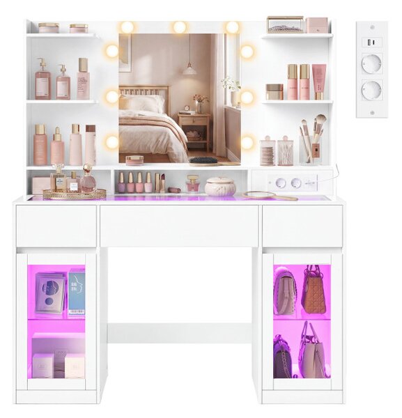 Toaletný stolík so zrkadlom a RGB LED osvetlením RDTB35145WB01