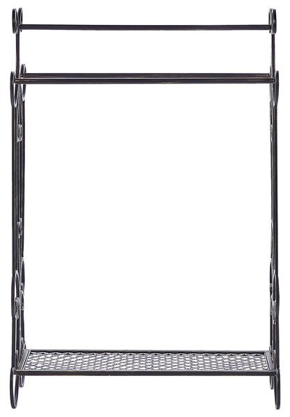 Stojan na uteráky čierny kovový 60 x 90 cm 3 koľajničky voľne stojaci držiak kúpeľňový nábytok vintage retro dizajn