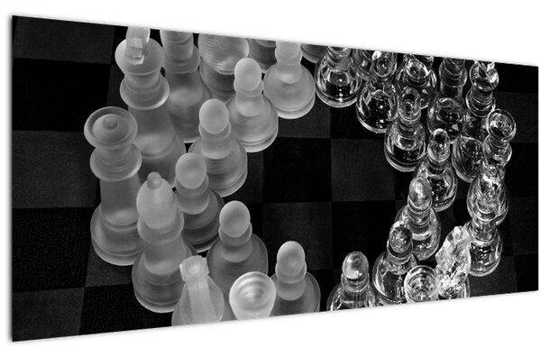 Obraz - čiernobiele šachy (120x50 cm)