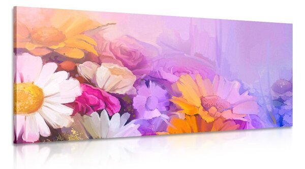 Obraz olejomaľba pestrofarebných kvetov