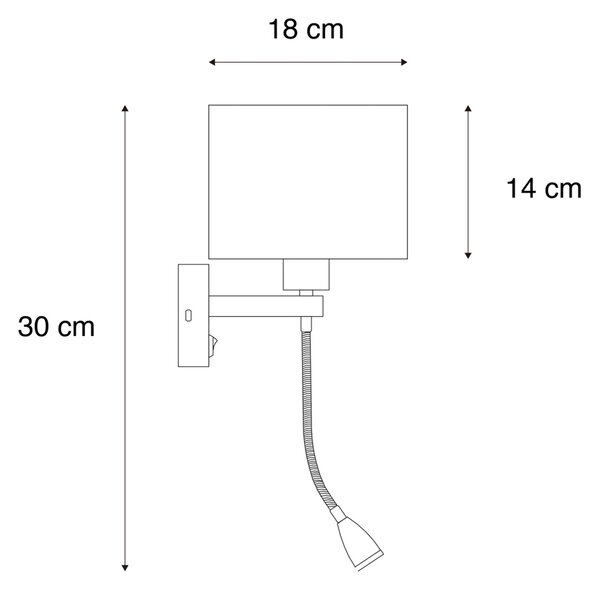 Nástenná lampa čierna s hnedým zamatovým tienidlom 18 cm - Brescia Combi