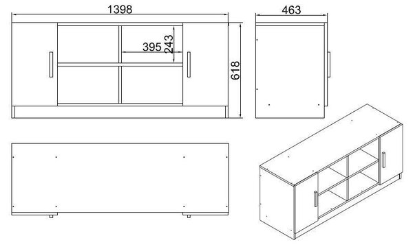 Hanah Home Komoda Vario F 139,8 cm tmavo hnedá/antracit