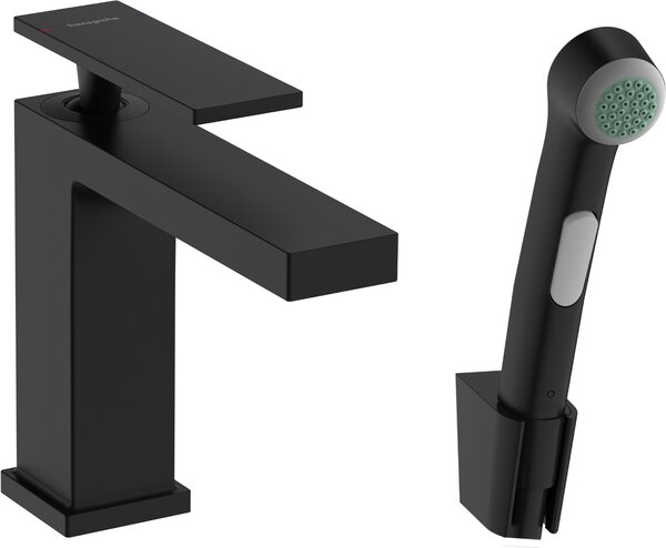 Hansgrohe Tecturis E - Páková umývadlová batéria 110 s ručnou sprchou Bidette, čierna matná 73210670