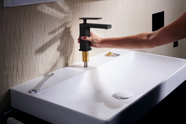 Hansgrohe Tecturis E - Páková umývadlová batéria 110 s ručnou sprchou Bidette, čierna matná 73210670
