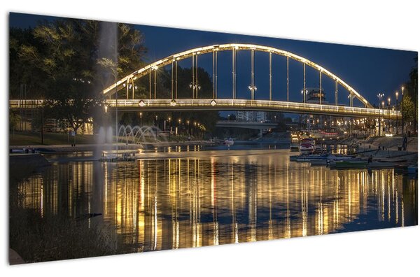 Obraz mosta s fontánou (120x50 cm)