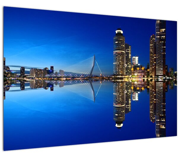 Obraz - nočný Rotterdam (90x60 cm)