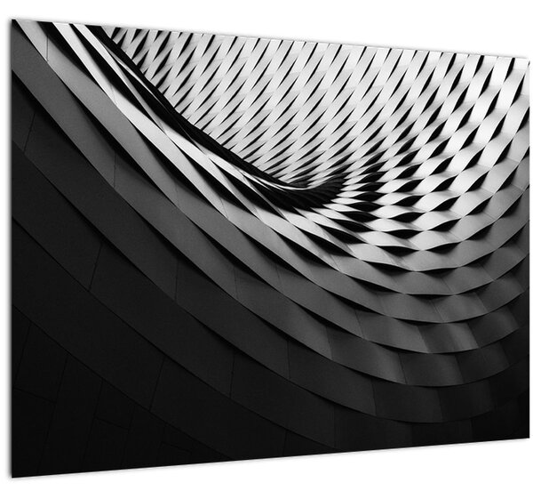 Abstraktný obraz - čiernobiela špirála (70x50 cm)