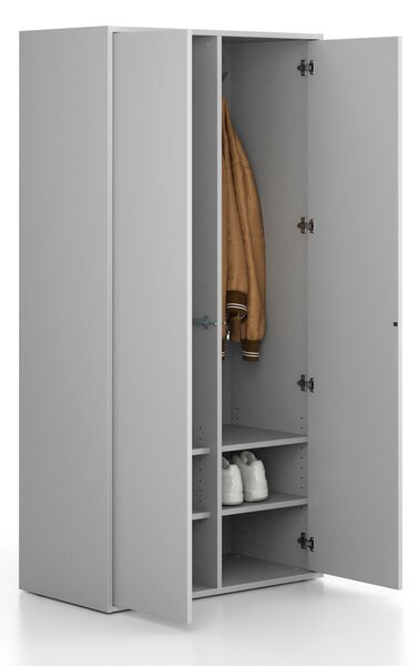 Šatníková skriňa FRAME, 2 oddiely, 872 x 450 x 1735 mm, PUSH-lock, sivá