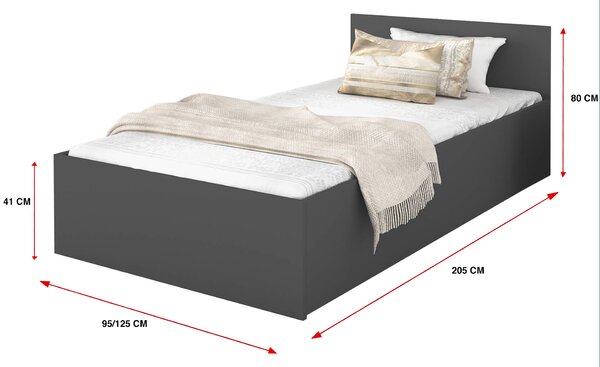 Jednolôžková posteľ s úložným priestorom Dolly - sivá Rozmer: 200x90