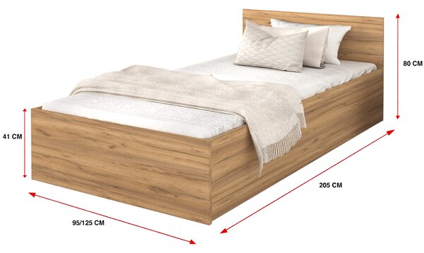 Jednolôžková posteľ s úložným priestorom Dolly - dub craft Rozmer: 200x90