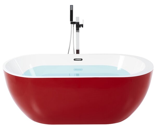 Voľne stojaca vaňa červená biela akrylát 160 x 75 cm oválny tvar elegantný moderný štýl kúpeľňa
