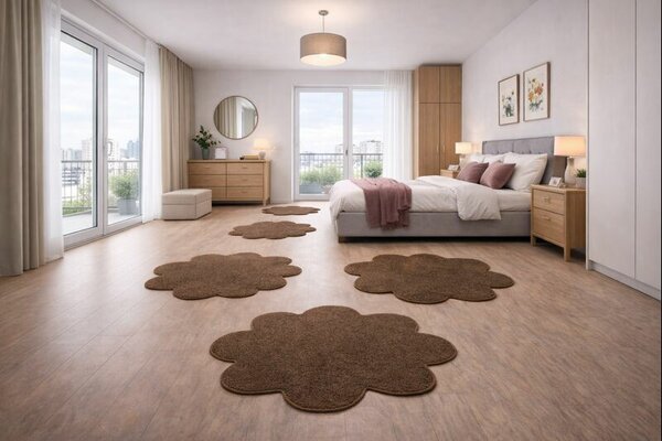 Vopi , Kusový koberec Eton hnedý kvetina, 120x120 kvietok, hnedá, obývacia izba