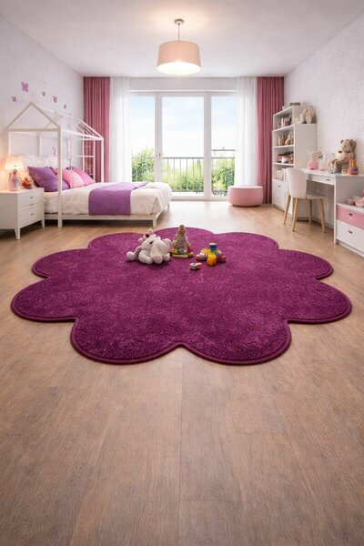 Vopi , Kusový koberec Eton fialový kvetina, 120x120 kvietok, fialová, chodba / predsieň