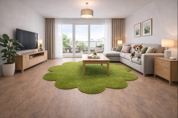 Vopi , Kusový koberec Eton zelený kvetina, 120x120 kvietok, zelená