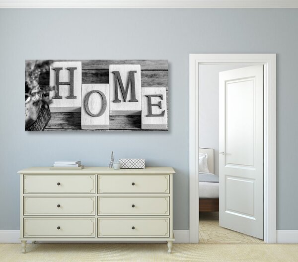 Obraz písmenka Home v čiernobielom prevedení