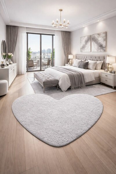 Vopi , Kusový koberec Eton šedý srdce, 100x120 srdce, šedá