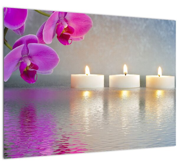 Obraz sviečok na vode (70x50 cm)