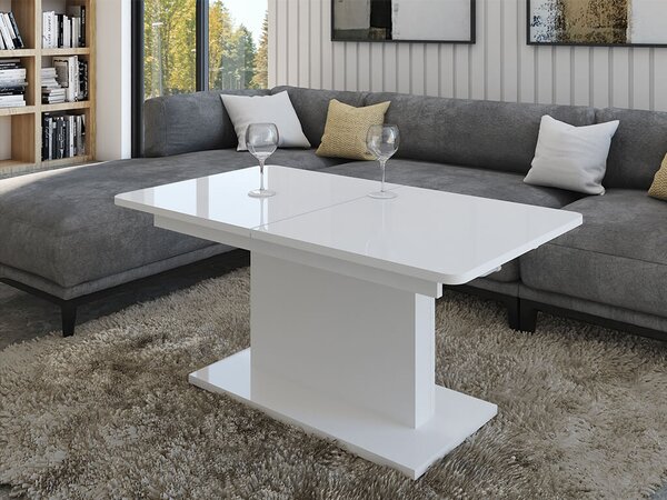Rozkladací konferenčný / jedálenský stôl Opti 2v1 126-168x70 - biela