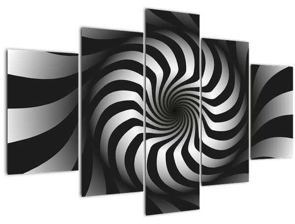 Abstraktný obraz čiernobiele špirály (150x105 cm)