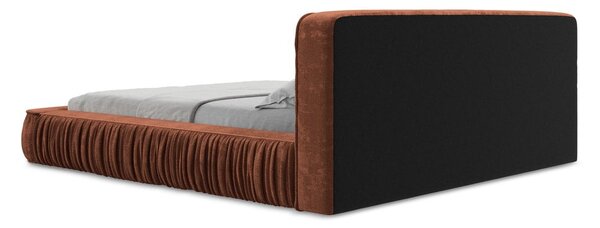 Čalúnená dvojlôžková posteľ v terakotovej farbe s úložným priestorom s roštom 160x200 cm Keoni – Makamii