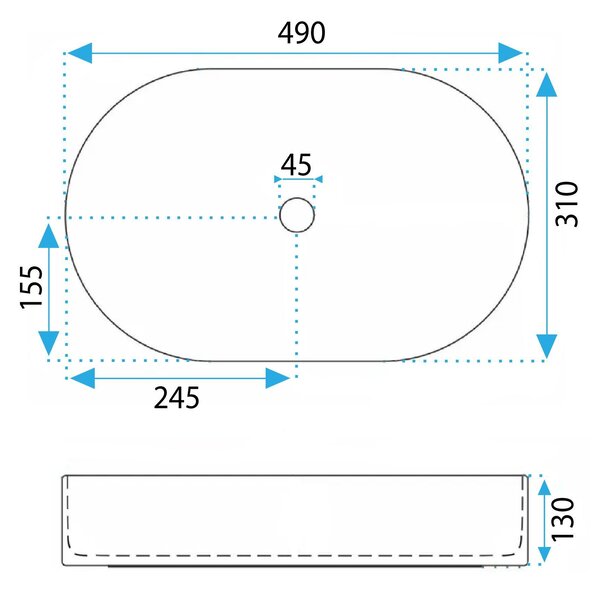 Rea Vanda, umývadlo na dosku 490x310x130 mm, béžová-imitácia kameňa, REA-U7342