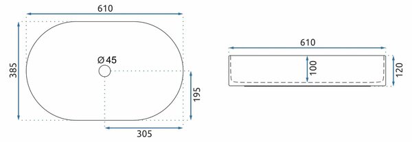 Rea Nadia, umývadlo na dosku 610x385x120 mm, imitácia kameňa, REA-U7341