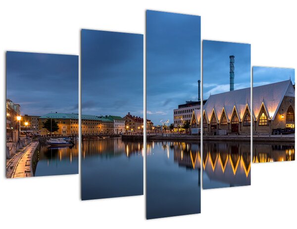 Obraz vodného kanála - Göteborg (150x105 cm)