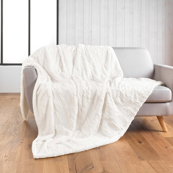 Krémová deka z mikroplyšu 180x220 cm Foxy – douceur d'intérieur