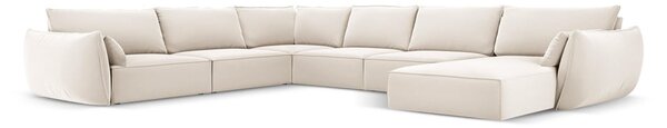 Béžová zamatová rohová pohovka (ľavý roh/do "U") Vanda – Mazzini Sofas