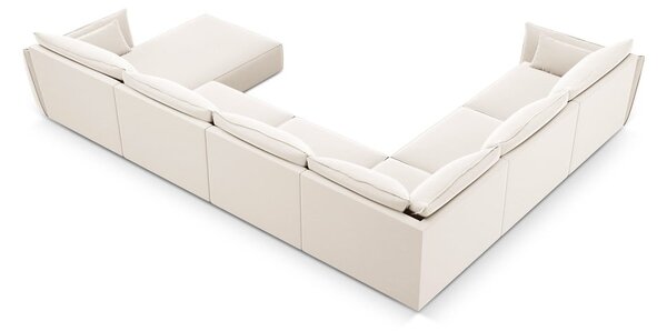 Béžová zamatová rohová pohovka (ľavý roh/do "U") Vanda – Mazzini Sofas