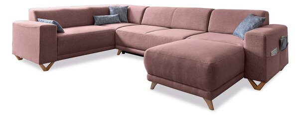 Ružová rozkladacia/s úložným priestorom rohová pohovka (ľavý roh/do tvaru "U") Classy Sophie – Miuform