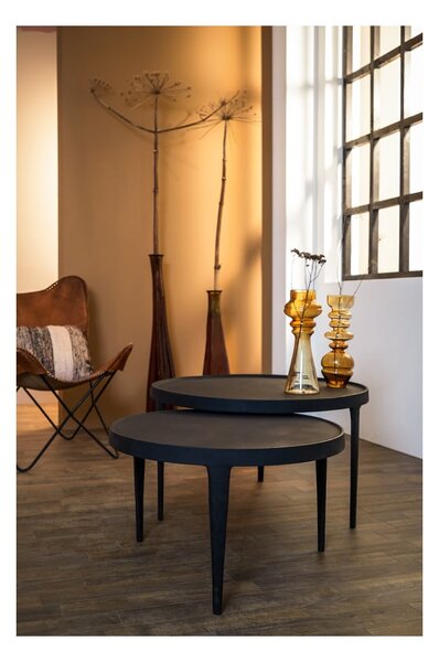 Čierne okrúhle konferenčné stolíky v súprave 2 ks ø 75 cm Tobias – Light & Living