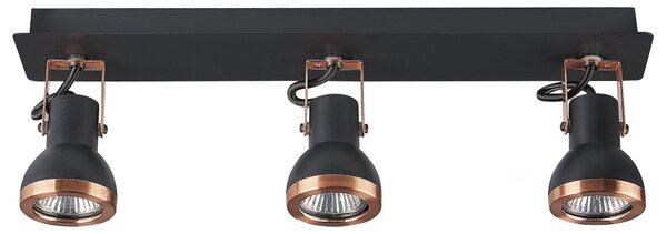 Stropné svietidlo čierna medená 3-bodová lampa nastaviteľné ramená bodové svetlá moderný dizajn