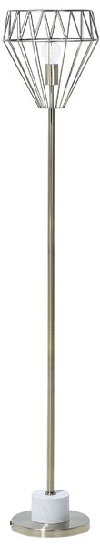 Stojaca lampa biela mosadzná 160 cm kovové tienidlo tvar diamantu okrúhly stojan mramorový vzhľad obývačka spálňa