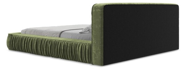 Zelená čalúnená dvojlôžková posteľ s úložným priestorom s roštom 140x200 cm Keoni – Makamii