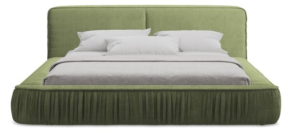 Zelená čalúnená dvojlôžková posteľ s úložným priestorom s roštom 140x200 cm Keoni – Makamii
