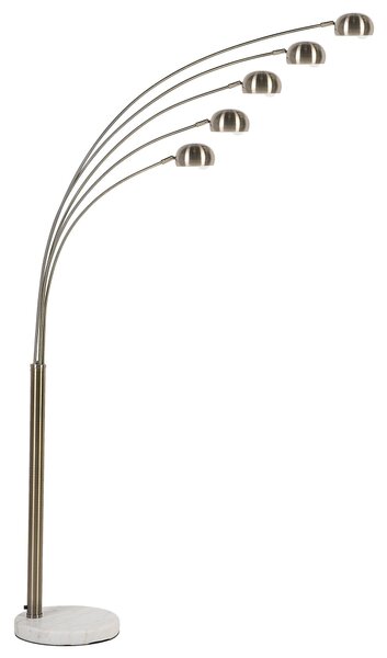 Stojaca lampa zlatá kovová chrómovaná 210 cm s 5 nastaviteľnými tienidlami oblúkový dizajn industriálny štýl