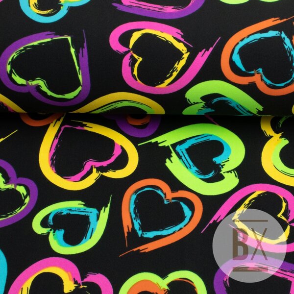 Metráž Plavkovina vzorovaná - Hearts multicolour