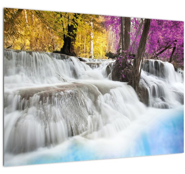 Obraz Erawan vodopádu v lese (70x50 cm)
