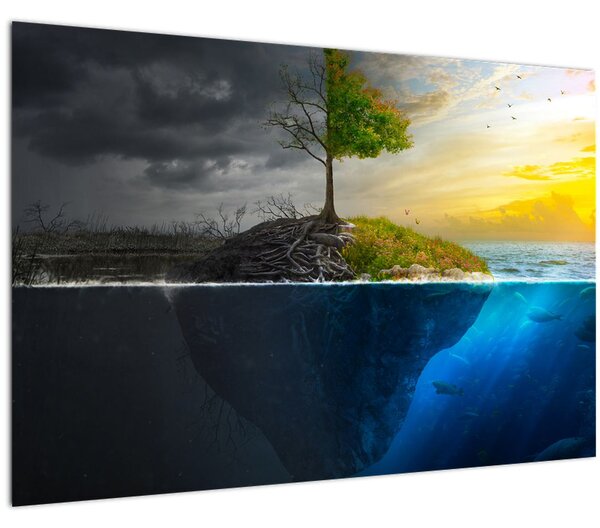 Obraz znázorňujúci dve strany (90x60 cm)