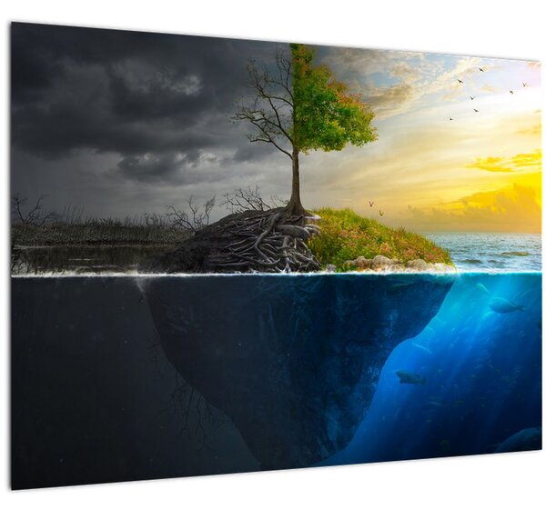 Obraz znázorňujúci dve strany (70x50 cm)