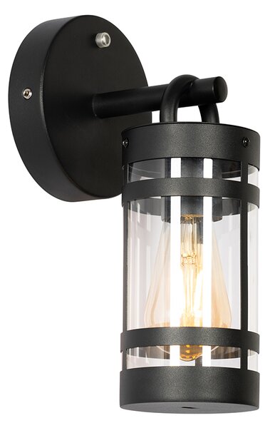 Vonkajšia nástenná lampa čierna IP44 so senzorom súmraku - Ruben