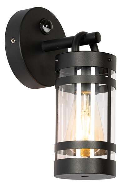 Vonkajšia nástenná lampa čierna IP44 s pohybovým senzorom - Ruben