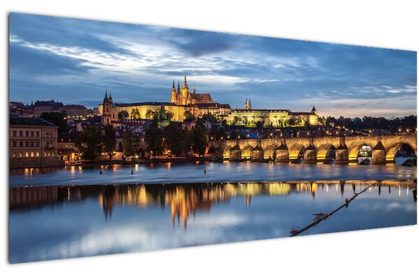 Obraz Pražského hradu a Karlovho mosta (120x50 cm)