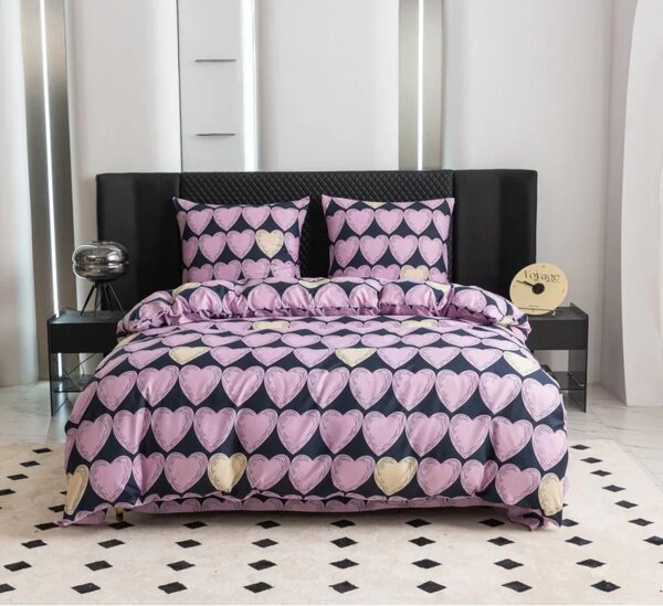 Obliečky z mikrovlákna VIOLET HEARTS svetlo fialové Rozmer obliečky: 2 ks 70 x 80 cm | 160 x 200 cm