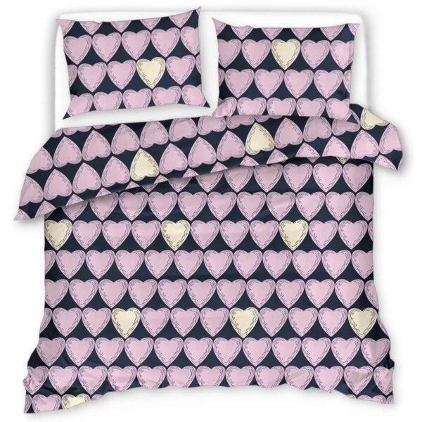Obliečky z mikrovlákna VIOLET HEARTS svetlo fialové Rozmer obliečky: 2 ks 70 x 80 cm | 160 x 200 cm